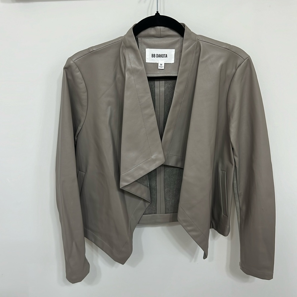 Steve Madden Faux Leather Jacket, Taupe, Size M
